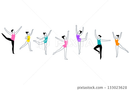 霓虹色的藝術體操表演者插圖 霓虹色的藝術體操表演者插圖 133023628