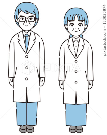 身穿白大褂的男女插圖 身穿白大褂的男女插圖 133023974