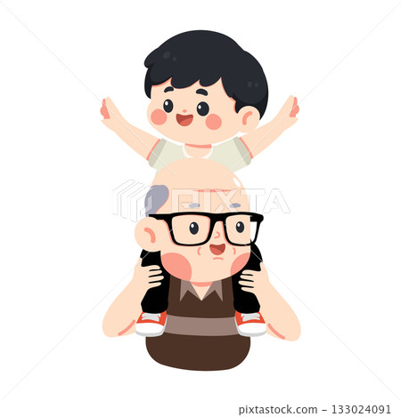 Grandfather Giving Grandson Piggyback Ride 133024091