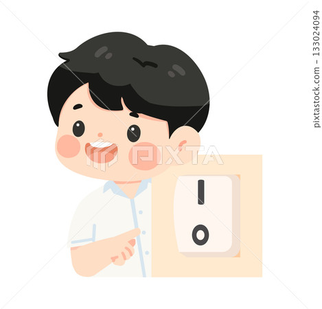 Boy Turning On Light Switch 133024094