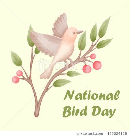 watercolor painting of bird for national bird day 133024126