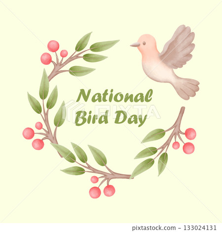 cute watercolor bird artwork hand drawn for national bird day 133024131