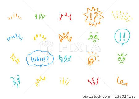 手繪彩色高光標記集/塗鴉圖示合集 133024183