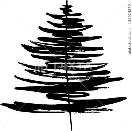 Real Hand Drawn Illustration Grunge Christmas Tree. Real Hand Drawn Illustration Grunge Christmas Tree. 133024270