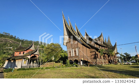 This is traditional house name Rumah Gadang Pagaruyung 133024342