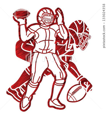 American Football Mix Action Graffiti Cartoon Sport Graphic Vector American Football Mix Action Graffiti Cartoon Sport Graphic Vector 133024358