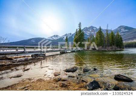 Pyramid Island and Pyramid Lake, Jasper, Canada 133024524