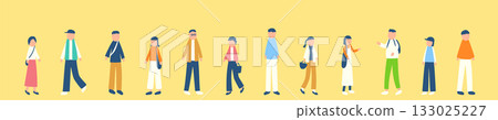 Illustration set of people spending spring and autumn 133025227