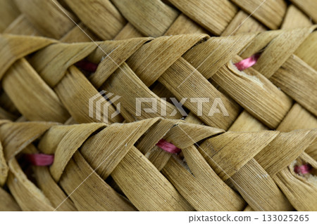 Close-up of a delicate handmade woven basket. Close-up of a delicate handmade woven basket. 133025265