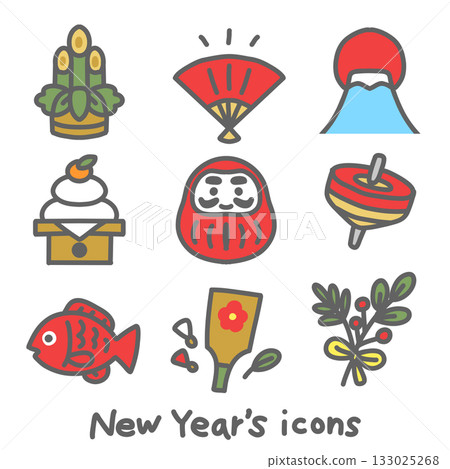 新年簡單插畫素材 133025268