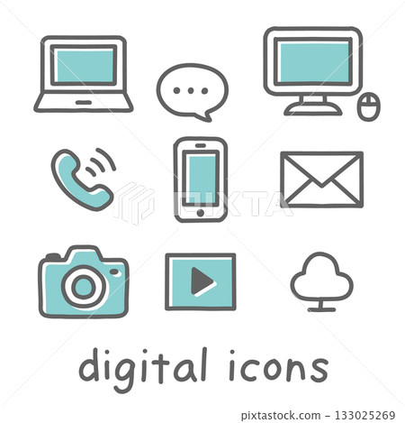 各種圖標,例如遠距辦公和雲 各種圖標,例如遠距辦公和雲 133025269