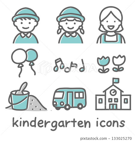 可愛的幼兒園插畫素材 133025270