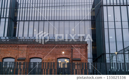 architectural background, modern post-industrial architecture 133025336