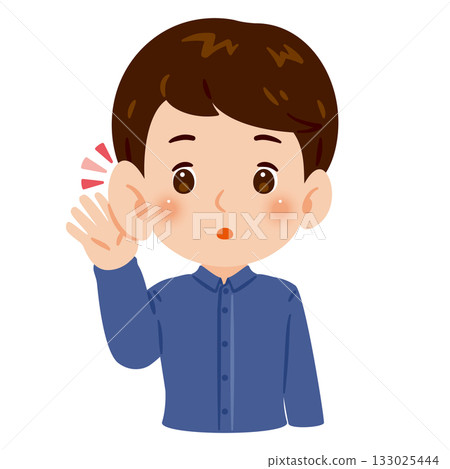 Illustration of a man listening intently Illustration of a man listening intently 133025444