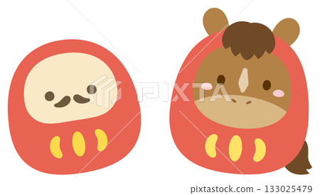 馬年達摩新年賀卡素材，馬年達摩 133025479