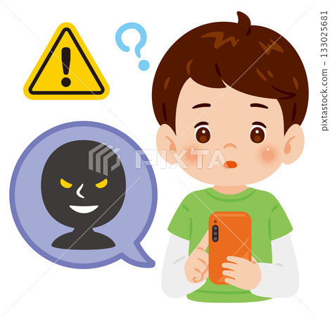 Smartphone crime and boy upper body illustration 133025681