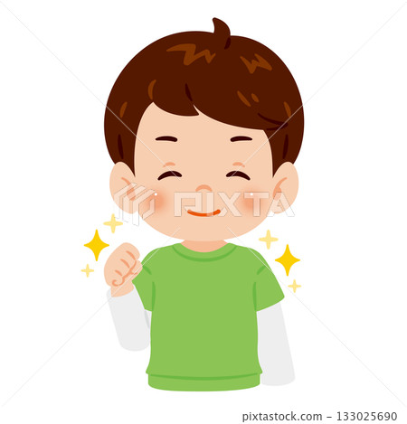 一個笑容燦爛的男孩,上半身插圖 一個笑容燦爛的男孩,上半身插圖 133025690