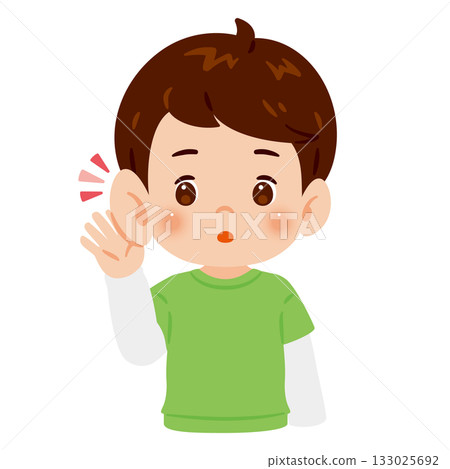 Boy listening carefully upper body illustration Boy listening carefully upper body illustration 133025692