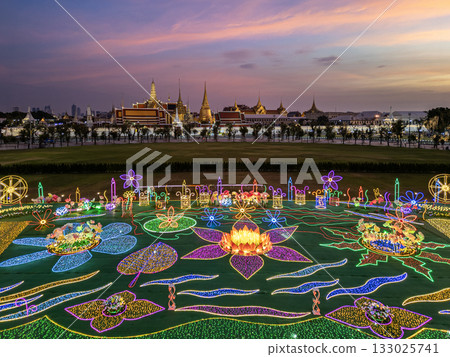 Wat Phra Kaew, Famous place in Bangkok, Temple of the Emerald Buddha,Grand palace at twilight in Bangkok, Thailand 133025741