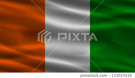 Cape Verde flag with fabric texture. Realistic flag of Cape Verde waving 133025816