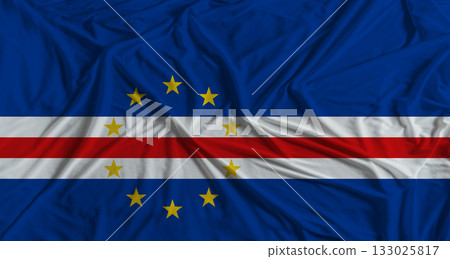 Cape Verdean flag with fabric texture background. National flag of Cape Verde with cloth texture Cape Verdean flag with fabric texture background. National flag of Cape Verde with cloth texture 133025817