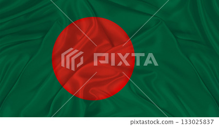 Flag of Bangladesh with cloth texture Close up of Bangladesh flag waving 133025837