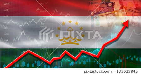Tajikistan financial growth on market graph. Tajikistan economic growth on financial graph Tajikistan financial growth on market graph. Tajikistan economic growth on financial graph 133025842