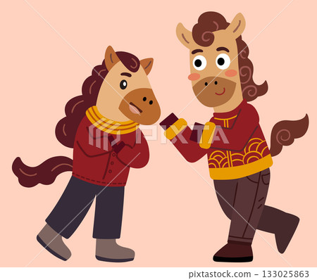 Cute cartoon horse for lunar new year Horse Year illustration 133025863