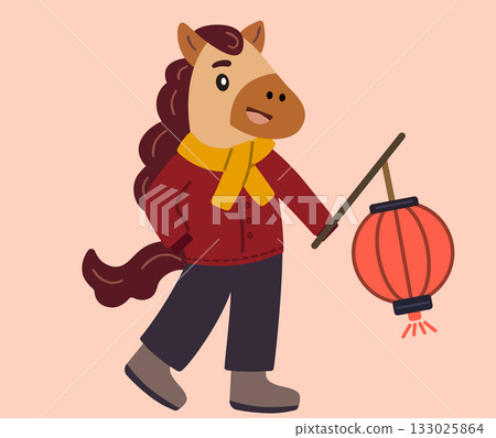 Cute cartoon horse for lunar new year Horse Year illustration 133025864