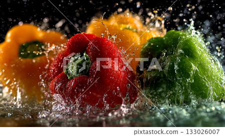 新鮮甜椒粉和甜椒 新鮮甜椒粉和甜椒 133026007