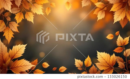 A Stunning and Beautiful Background Composed of Autumn Leaves Bathed in Warm and Inviting Light 133026150