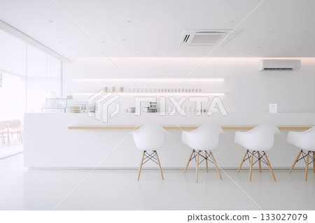 白色、乾淨、現代的咖啡館和店鋪室內設計 133027079