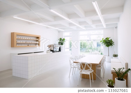 白色、乾淨、現代的咖啡館和店鋪室內設計 133027081