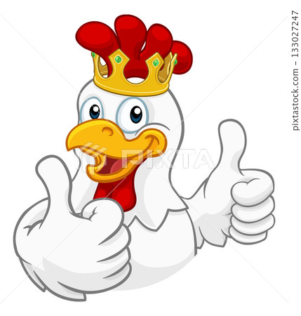 King Chicken Rooster Cockerel Bird Crown Cartoon 133027247