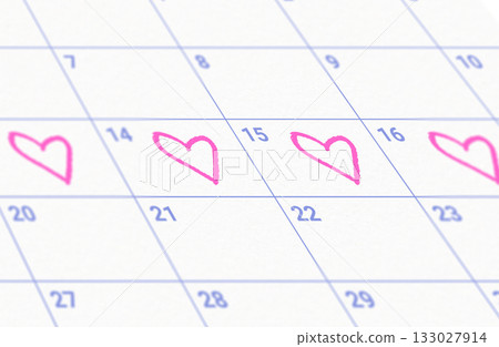 marked menstrual cycle days on calendar 133027914