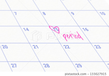 Female period concept with calendar date 133027915
