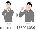 一位沉思的商人與一位揮舞拳頭的上班族的對比照 133028036