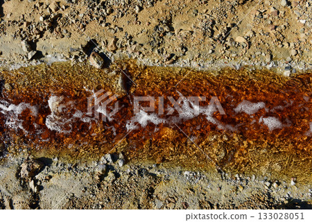 Toxic mine water discharge, acid mine drainage contaminates the environment Toxic mine water discharge, acid mine drainage contaminates the environment 133028051
