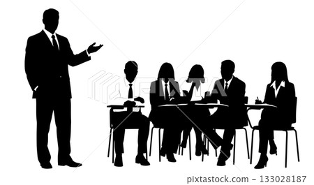 business man and woman talking in office 133028187
