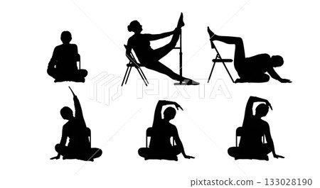 silhouette, artist at work on white background 133028190