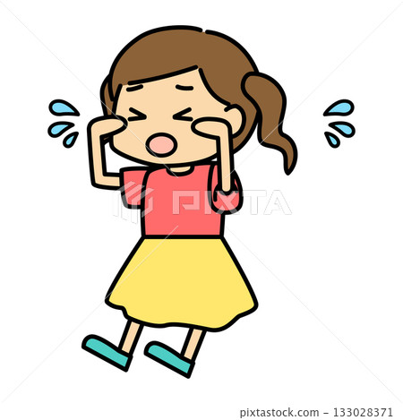 哭泣女孩的插圖(眼淚,悲傷,可愛的角色) 哭泣女孩的插圖(眼淚,悲傷,可愛的角色) 133028371