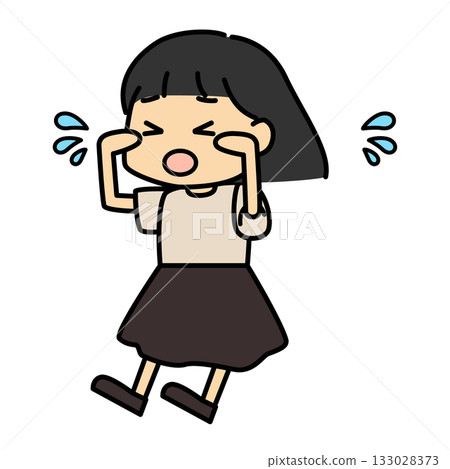 哭泣女孩的插畫(淚水、悲傷、情緒激動) 哭泣女孩的插畫(淚水、悲傷、情緒激動) 133028373