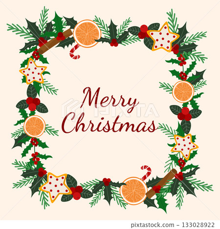 Festive atmospheric Merry Christmas card 133028922