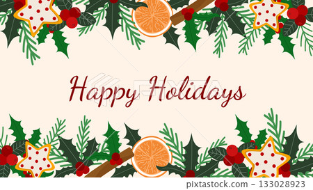 Festive atmospheric Happy Holidays banner 133028923