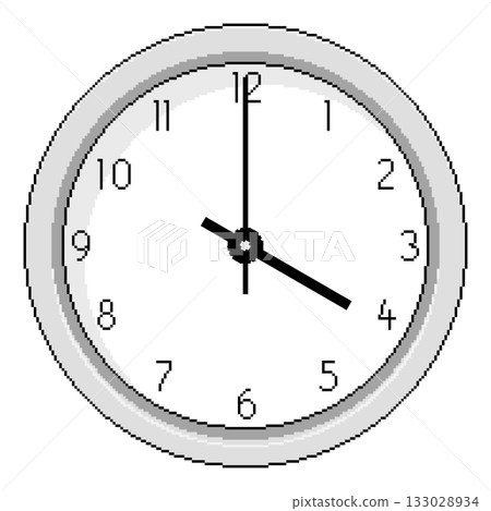 Pixel Art Clock at Four O'Clock - Vector Illustration Pixel Art Clock at Four O'Clock - Vector Illustration 133028934
