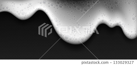 White foam texture with bubbles on transparent White foam texture with bubbles on transparent 133029327