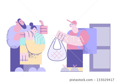 Fresh food delivery for elderly aged people concept 133029417