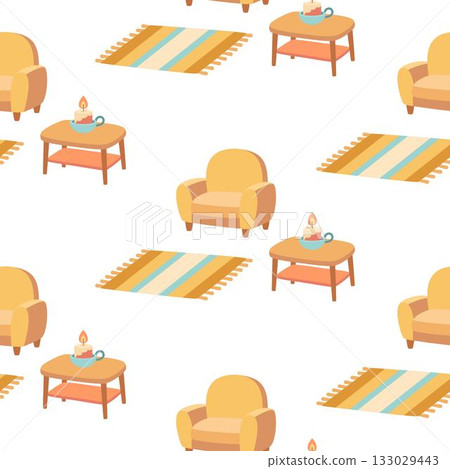 cartoon armchair seamless pattern 133029443