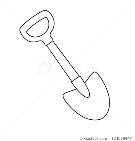 outline cartoon shovel isolated outline cartoon shovel isolated 133029447