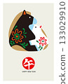 New Year's card, Year of the Horse, Horse and Child illustration, postcard template 133029910